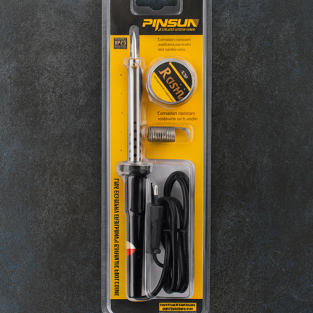 Электрический паяльник PINSUN 60W 220V с набором для пайки: припой, канифоль, подставка